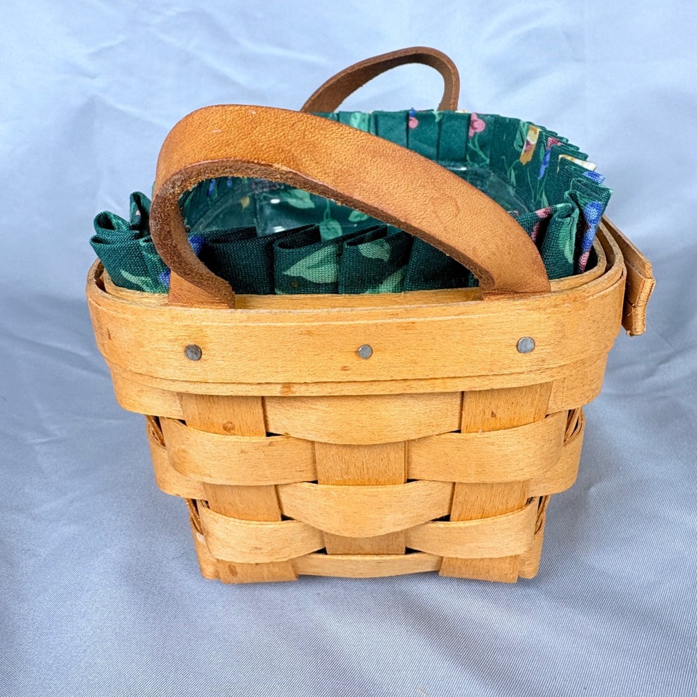 Longaberger 1996 Horizon of Hope Basket Green Floral Liner Plastic Protector - Picture 8 of 10